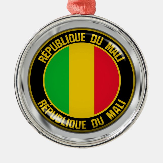 Mali Round Emblem Metal Tree Decoration (Front)