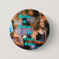 Malia and Sasha Obama for First Kids Button