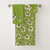 Malia Hawaiian Hibiscus Floral Coordinate -Olive