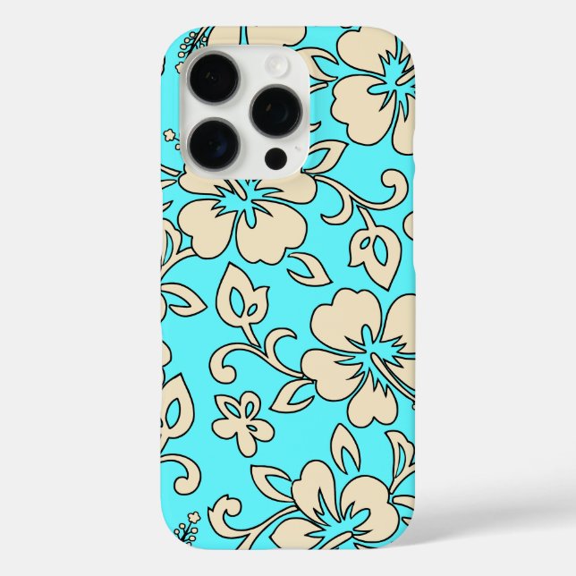 Malia Hibiscus Hawaiian Floral Aqua Cream  Case-Mate iPhone Case (Back)
