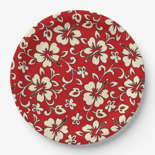 Malia Hibiscus Hawaiian Floral Paper Plate