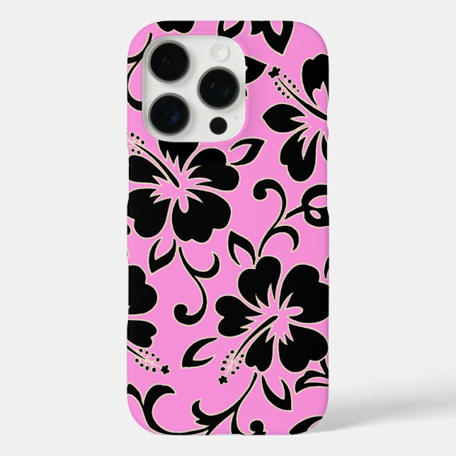 Malia Hibiscus Hawaiian Floral Pink and Black Case-Mate iPhone Case (Back)
