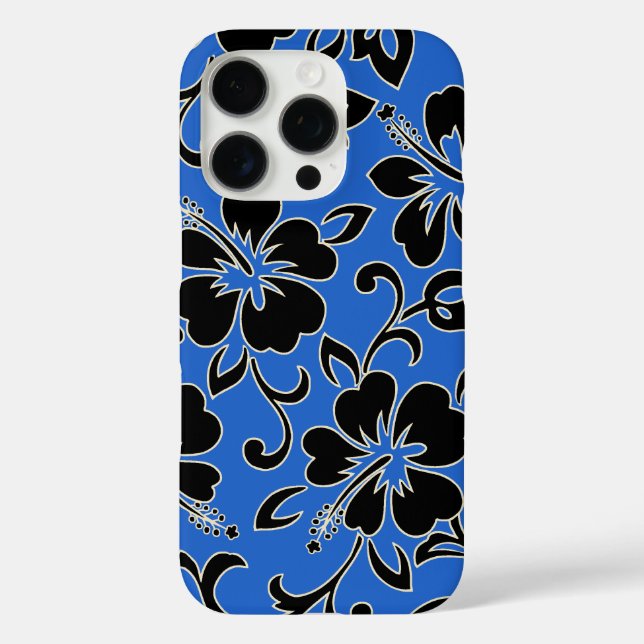 Malia Hibiscus Hawaiian Floral Royal and Black Case-Mate iPhone Case (Back)