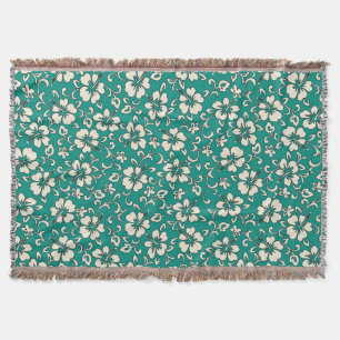 Malia Hibiscus Hawaiian Floral Throw Blanket