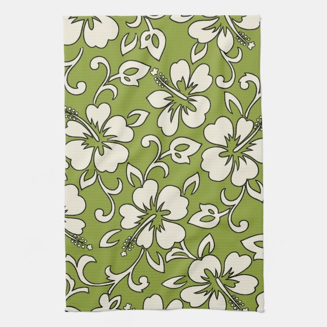 Malia Hibiscus Hawaiian Kitchen Towel (Vertical)