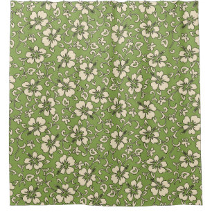Malia Hibiscus Hawaiian Pareau Floral Shower Curtain