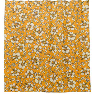 Malia Hibiscus Hawaiian Pareau Floral Shower Curtain
