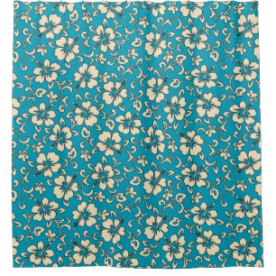Malia Hibiscus Hawaiian Pareau Floral Shower Curtain