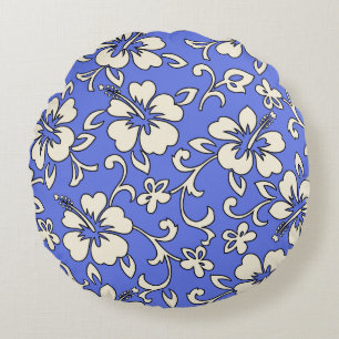 Malia Hibiscus Hawaiian Pareau Print Round Cushion