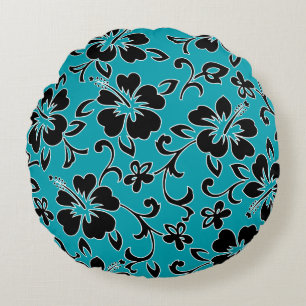 Malia Hibiscus Hawaiian Pareau Print Round Cushion