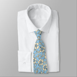 Malia Hibiscus Hawaiian Pareau Print Tie