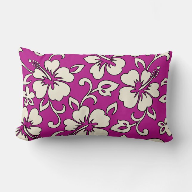 Malia Hibiscus Hawaiian Reversible Lumbar Pillows (Front)