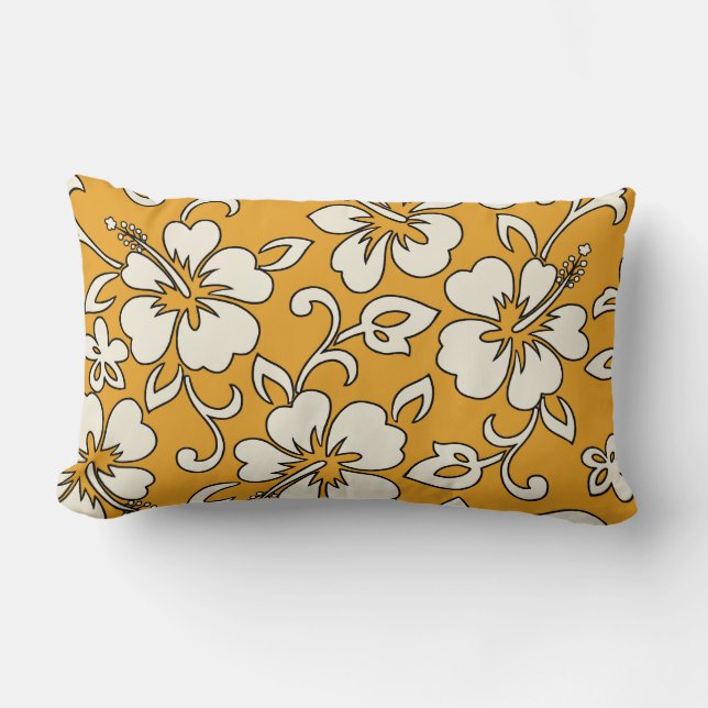 Malia Hibiscus Hawaiian Reversible Lumbar Pillows (Front)