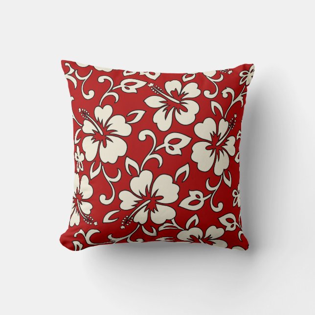 Malia Hibiscus Hawaiian Reversible Square Pillows (Front)