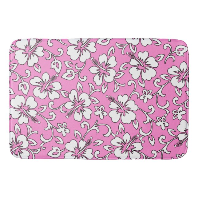 Malia Hibiscus Hawaiian Tropical Bath Mat (Front)