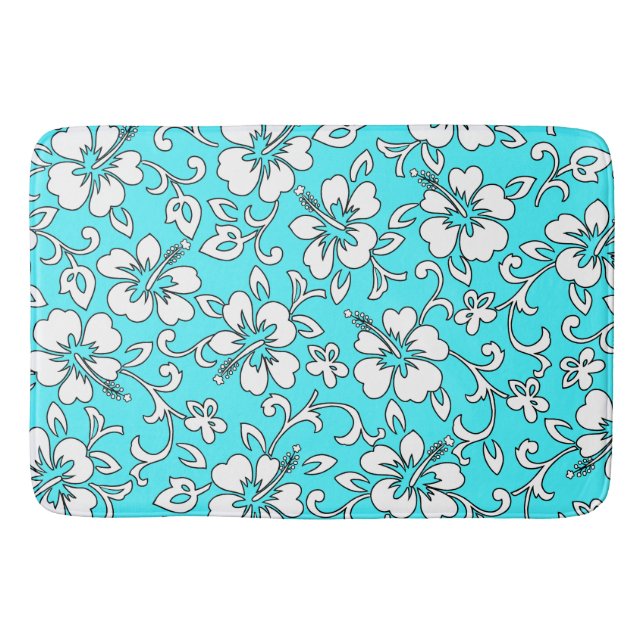 Malia Hibiscus Hawaiian Tropical Bath Mat (Front)