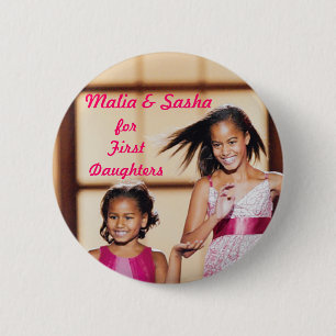 Malia & Sasha Obama for First Daughters 6 Cm Round Badge