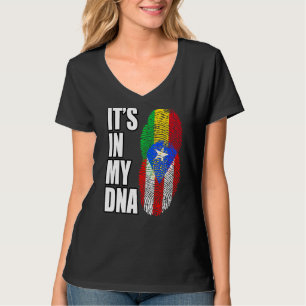 Malian And Puerto Rican Mix Dna Heritage Flag T-Shirt