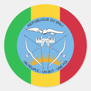 Malian Flag & Coat of Arms, Flag of Mali Classic Round Sticker