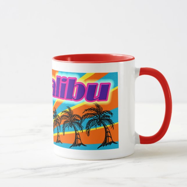 Malibu 5 Palm Trees Mug Cup (Right)