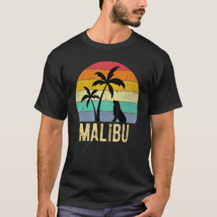Malibu Beach California Sunset Vintage Palm Trees T-Shirt