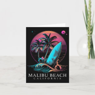 Malibu Beach California Surf Board Vintage Surfing Card