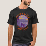 Malibu Beach California Travel Art Vintage T-Shirt<br><div class="desc">Malibu Beach in a vector art style. Malibu is an iconic destination with miles of beautiful coastline,  accessible beaches,  and hiking in the canyons of the Santa Monica Mountains.</div>
