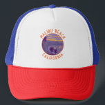 Malibu Beach California Travel Art Vintage Trucker Hat<br><div class="desc">Malibu Beach in a vector art style. Malibu is an iconic destination with miles of beautiful coastline,  accessible beaches,  and hiking in the canyons of the Santa Monica Mountains.</div>