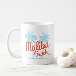 Malibu Beach California Vacation USA Vintage Coral Coffee Mug