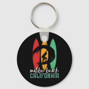 Malibu Beach California Vintage Retro Surfing Key Ring