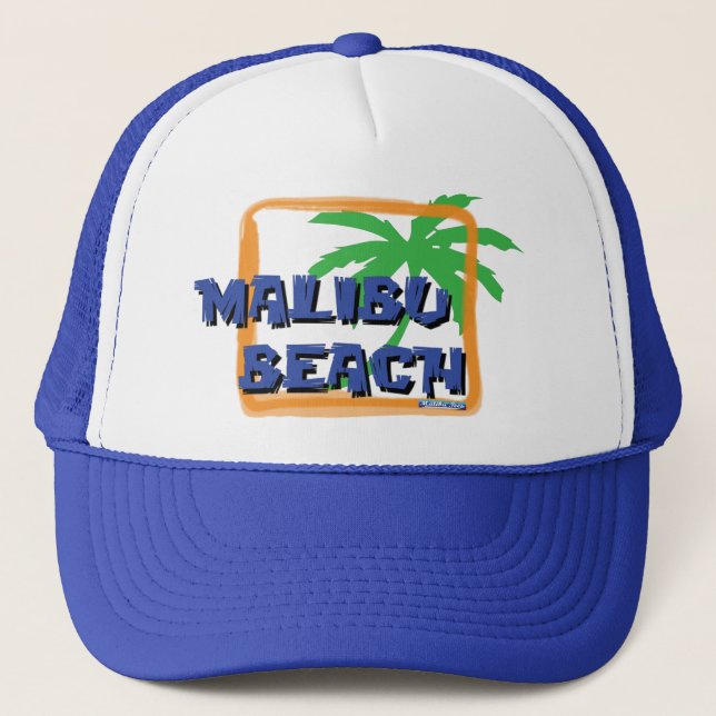 Malibu Beach Palm Tree Trucker Hat (Front)