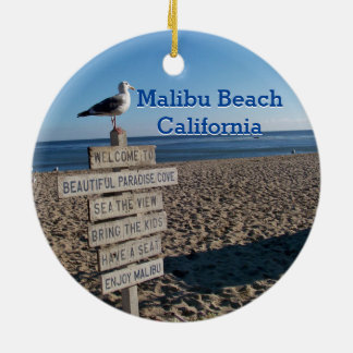 Malibu Beach- Paradise Cove Seagull Sign Ceramic Tree Decoration