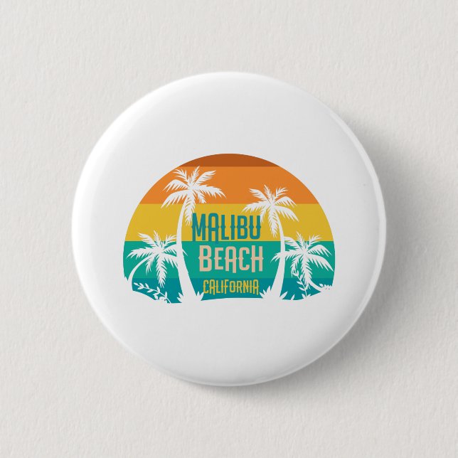 Malibu Beach Retro 6 Cm Round Badge (Front)