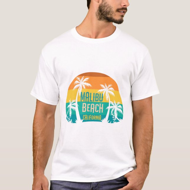 Malibu Beach Retro T-Shirt (Front)