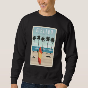 Malibu Beach Retro Vintage Malibu Surf Board Sweatshirt