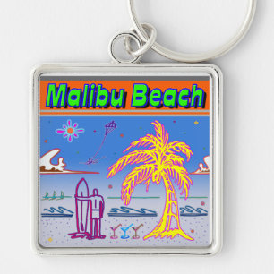 "Malibu Beach" Surfer Keychain
