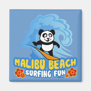 Malibu Beach Surfing Panda Magnet