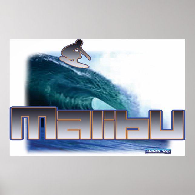 Malibu Beach Surfing Poster (Front)