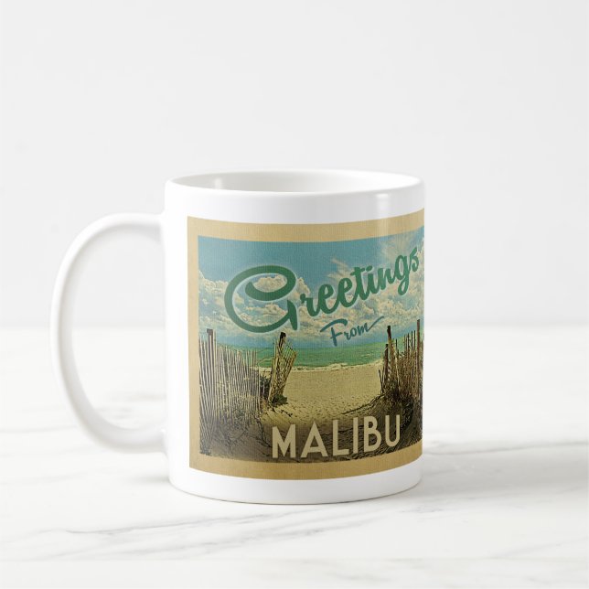 Malibu Beach Vintage Travel Coffee Mug (Left)