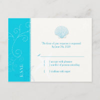 Malibu Blue Beach Shell Wedding RSVP