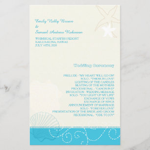 Malibu Blue Modern Beach Wedding Program
