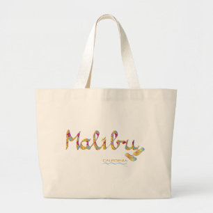 Malibu, CA Flip Flops Large Tote Bag