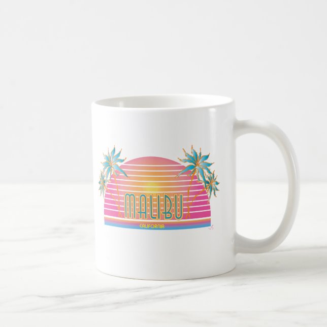 Malibu, CA Palm Trees, Graphic, Cool Coffee Mug (Right)