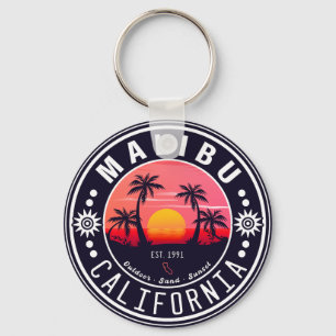 Malibu Ca Retro Sunset Palm Trees Souvenirs 60s Key Ring