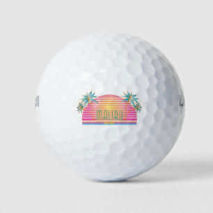 Malibu-CA-Sun Palm Trees Cool Logo Golf Balls