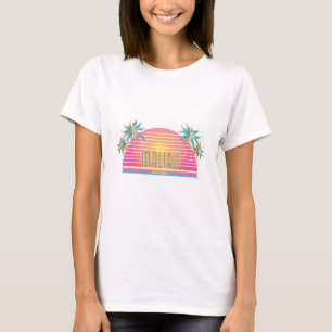 Malibu, CA Sun, Palm Trees Graphic Women's T-shirt