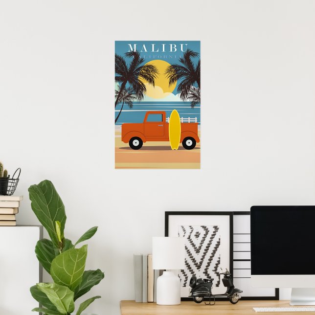 Malibu, Ca Travel Poster, Poster (Home Office)