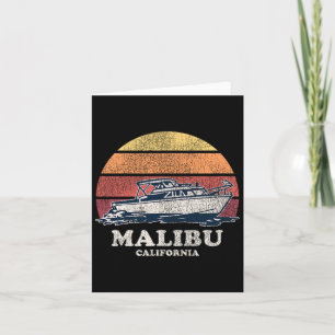 Malibu Ca Vintage Boating 70s Retro Boat Design Card
