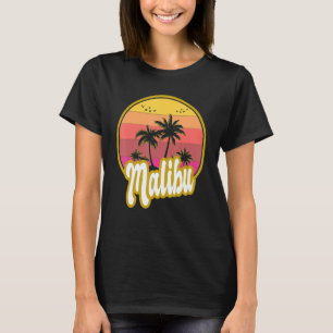 Malibu California Beach Retro Sunset T-Shirt