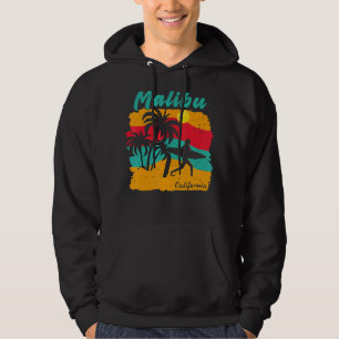 Malibu California Beach Scenery With Female Surfer Hoodie